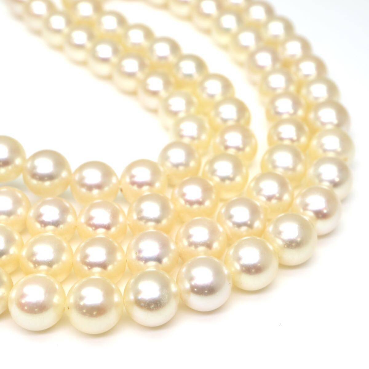 高品質!!◆アコヤ本真珠2連ネックレス/ 14 ◆A 約67.6g 約39.0cm 7.5-8.0mm珠 pearl パール jewelry necklace ジュエリー DE0/Ea'_画像5