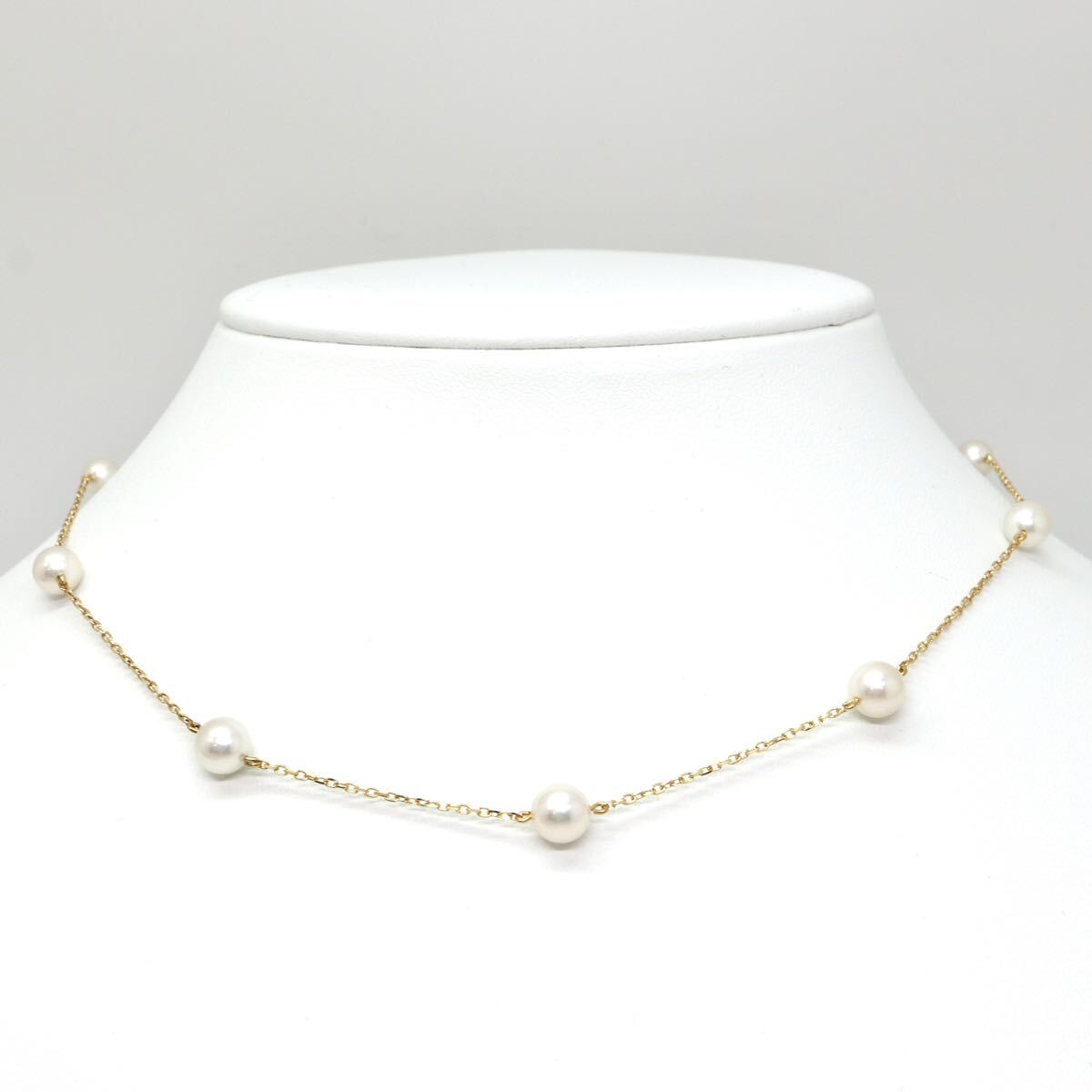 MIKIMOTO(ミキモト)◆K18 アコヤ本真珠ステーションネックレス◆A 約4.3g 約38.5cm 5.0-6.5mm珠 pearl パール jewelry necklace EA6/EB6_画像3