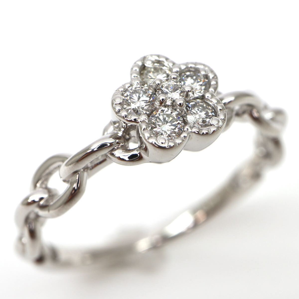 ◆K18 天然ダイヤモンドリング◆A◎ 約2.8g 13号 0.17ct diamond ジュエリー ring 指輪 EB6/EB7の画像1