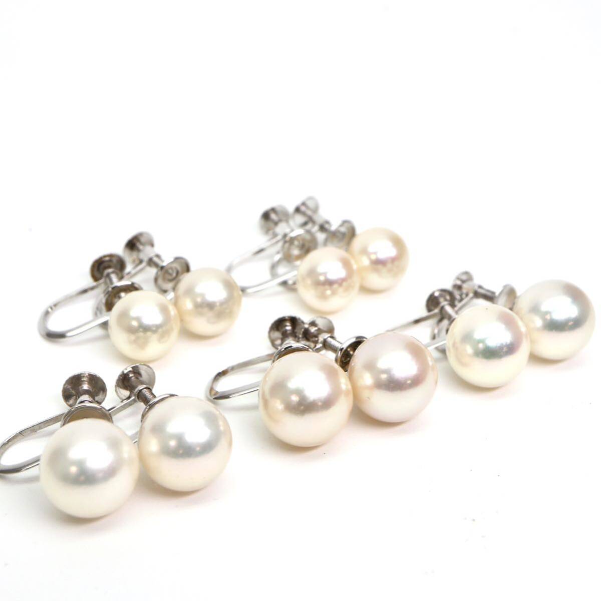 ◆K14 アコヤ本真珠 イヤリング5点おまとめ◆A 11.1g 7.0-8.5mm珠 パール pearl ジュエリー earring pierce jewelry EB5の画像3