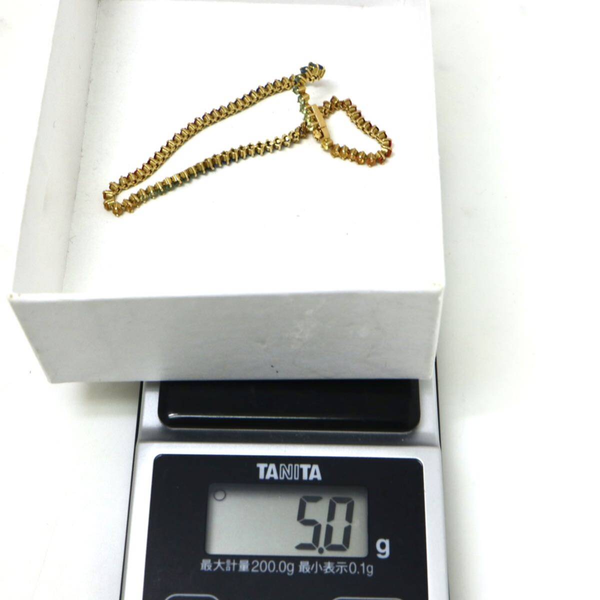 ◆K18 天然マルチカラーサファイアテニスブレスレット◆A 約5.0g 約17.0cm sapphire bracelet EC7/EC7の画像9