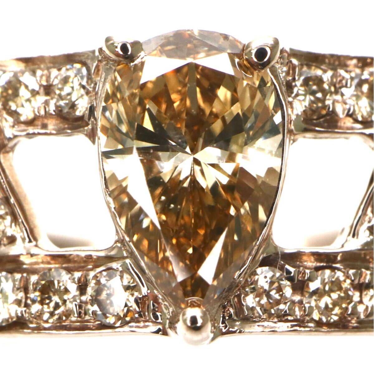 ◆K18 天然ダイヤモンドリング◆A 約4.0g 15号 0.35ct 0.40ct diamond ring 指輪 EB5/EC9の画像4