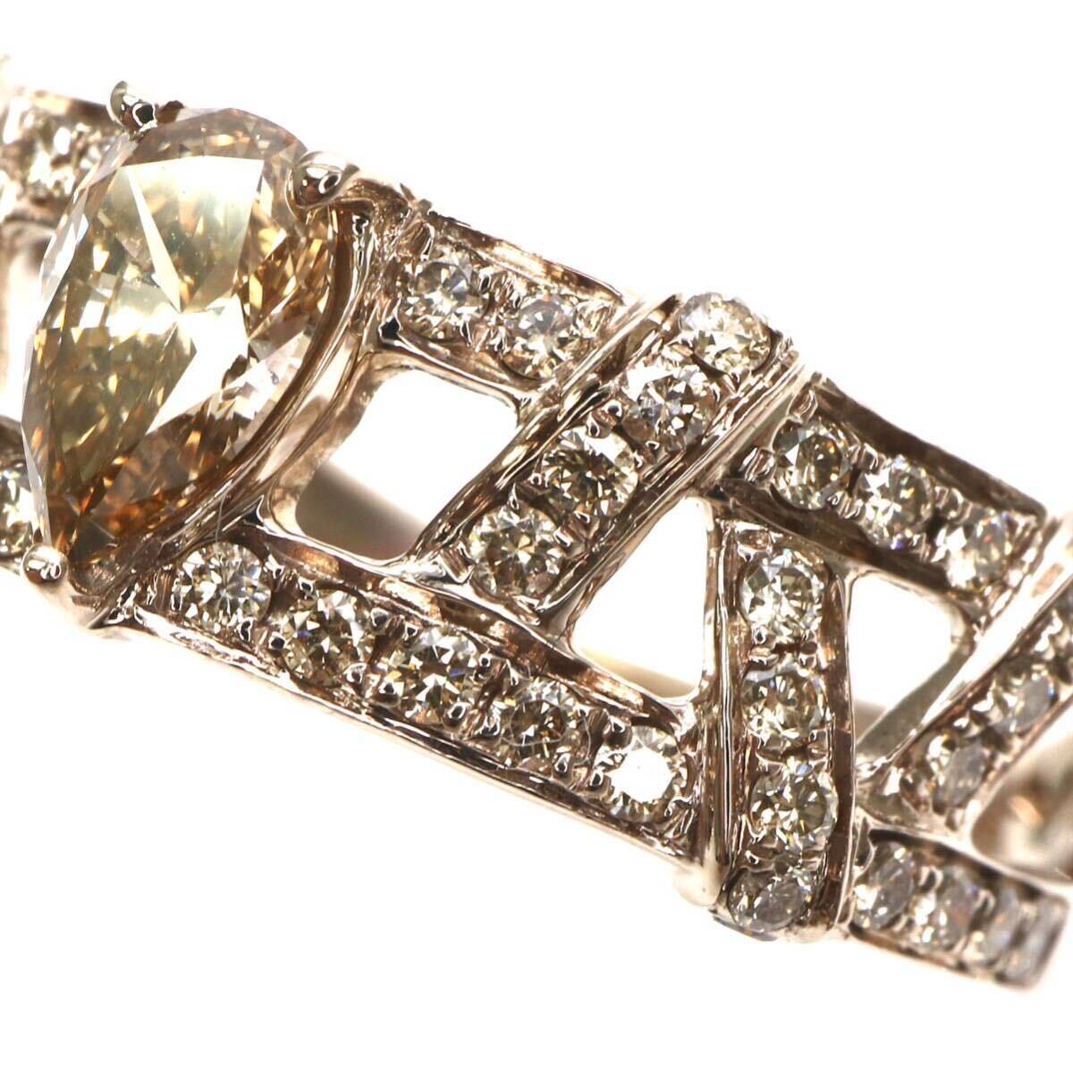 ◆K18 天然ダイヤモンドリング◆A 約4.0g 15号 0.35ct 0.40ct diamond ring 指輪 EB5/EC9の画像5