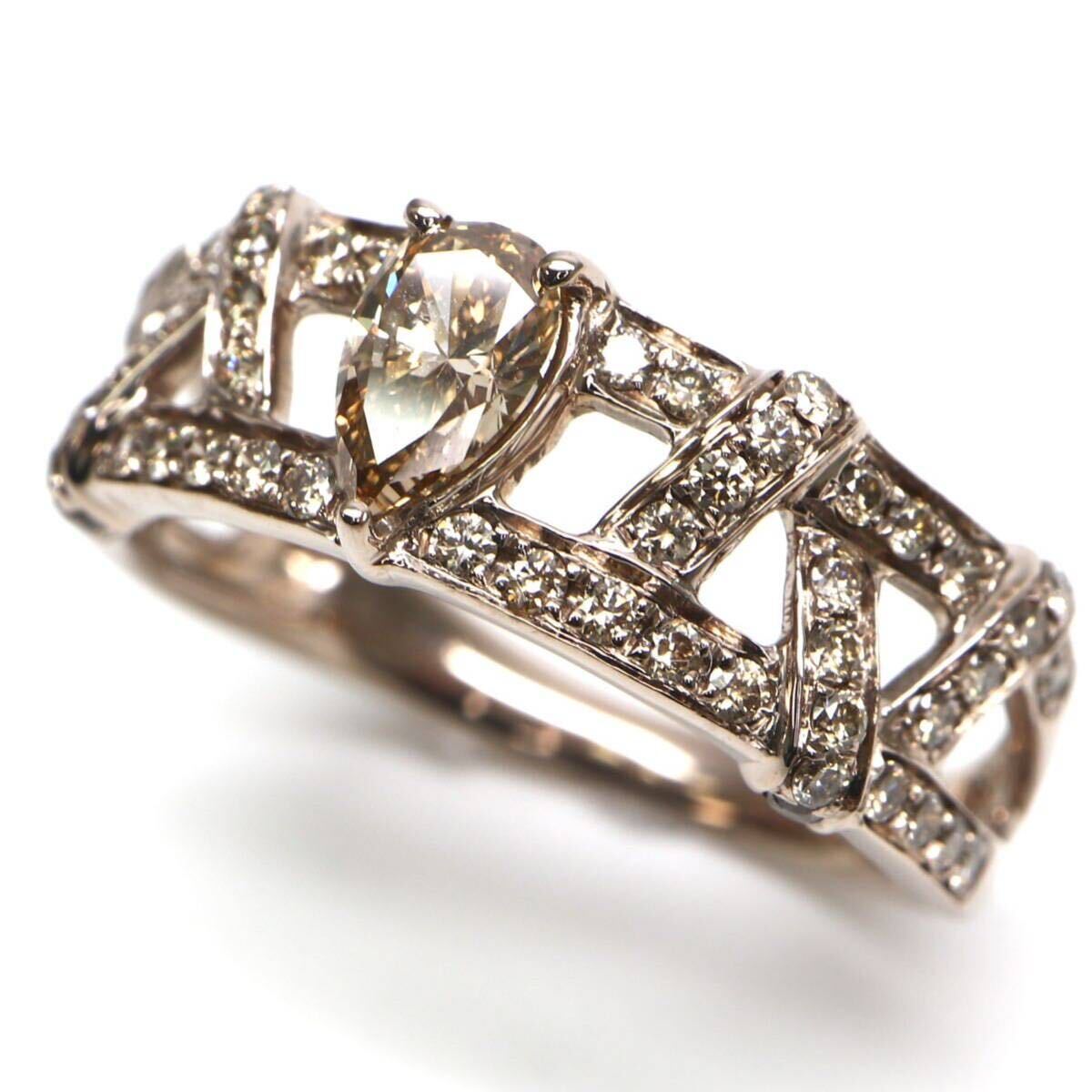 ◆K18 天然ダイヤモンドリング◆A 約4.0g 15号 0.35ct 0.40ct diamond ring 指輪 EB5/EC9の画像3
