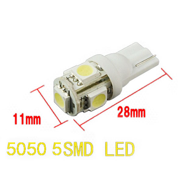 [50個セット] T10ウェッジ LEDバルブ ホワイト 白色 12V車用 5SMD 【送料230円】_画像2