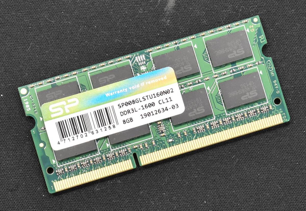 8GB (8GB 1枚) PC3L-12800S DDR3-1600 S.O.DIMM 204pin 2Rx8 1.35V/1.5V 低電圧対応 SILICON POWER 8G (管:SB0164_画像1