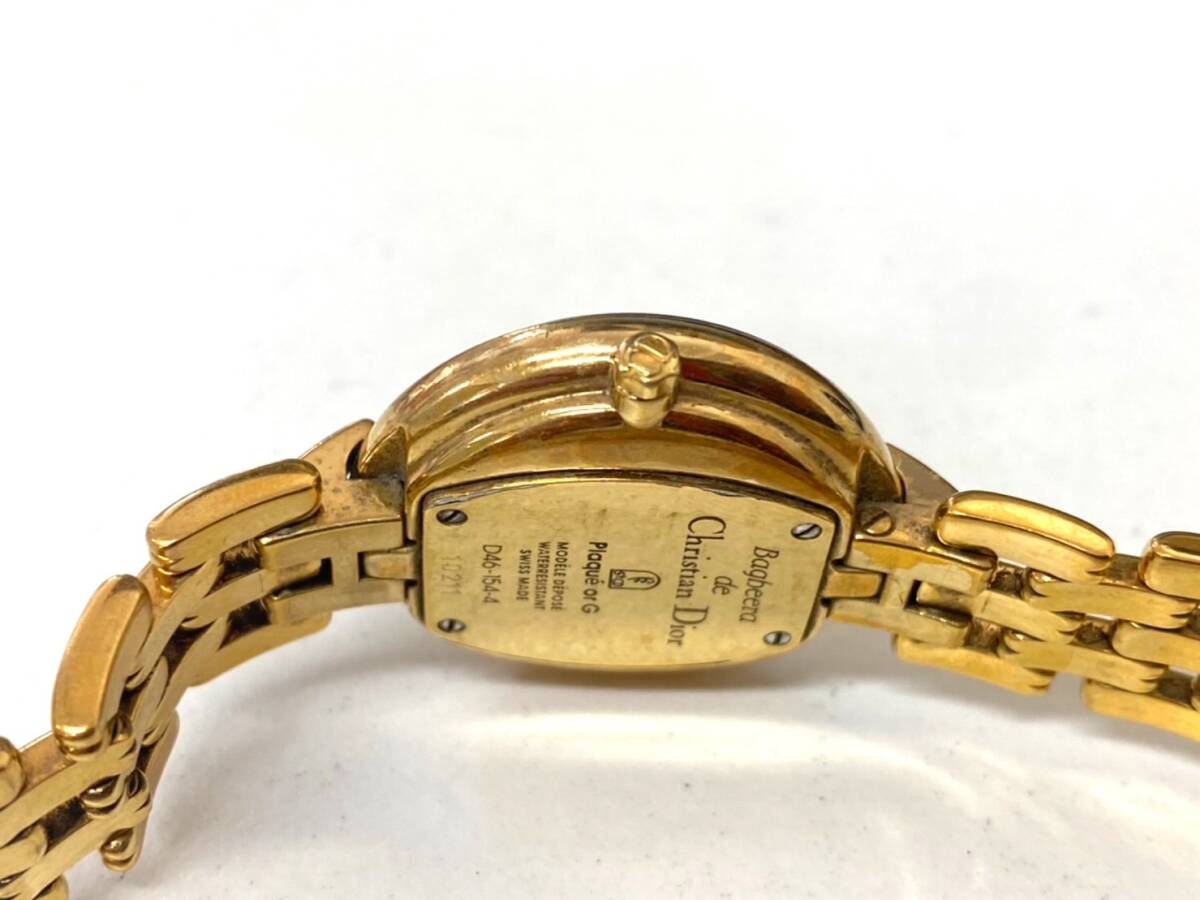 Christian Dior クリスチャン ディオール バギラ D46-154-4 黒文字盤 ゴールド 腕時計 クォーツ ラウンドフェイス 未稼働 yt030708_画像2