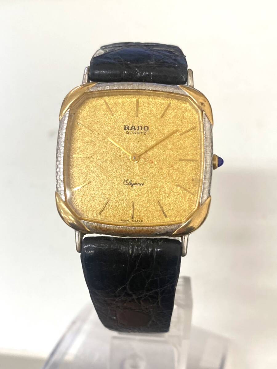 ラドー RADO エレガンス ELEGANCE クオーツ 腕時計 メンズ 179.9107.2 未稼働 スクエアフェイス ゴールド文字盤 yh030102_画像1