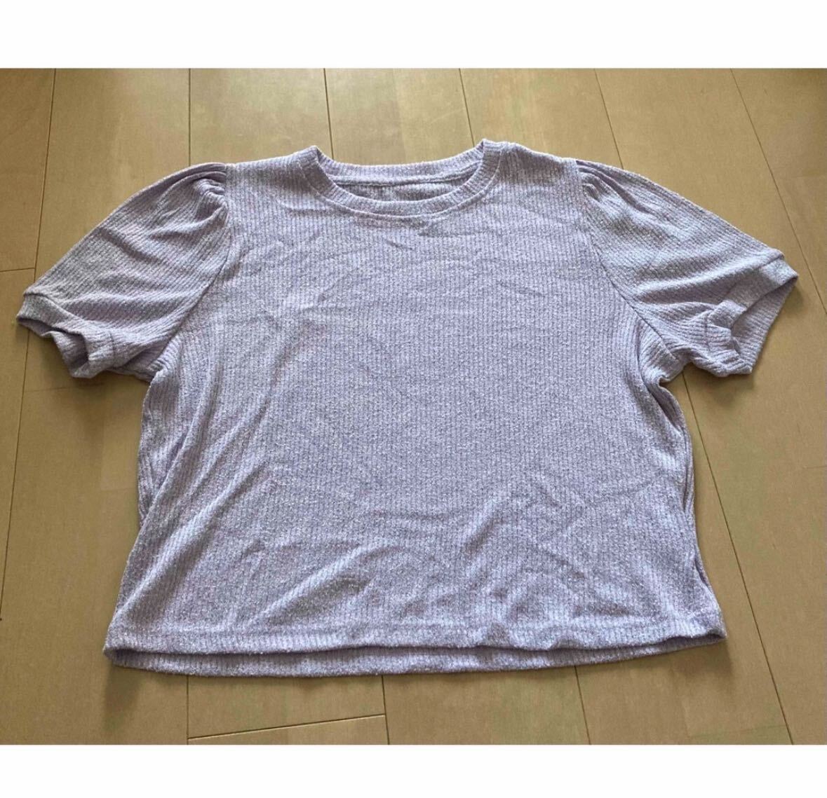DAZY リブニットTシャツ　パープル/紫　レディースXLサイズ