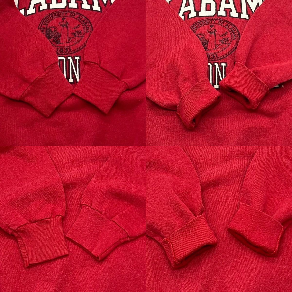 【L】Alabama Logo Print Sweat Red アラバマ 3段 ロゴ プリント スエット レッド 赤 カレッジ パーカー 長袖 USA製 T158_画像7