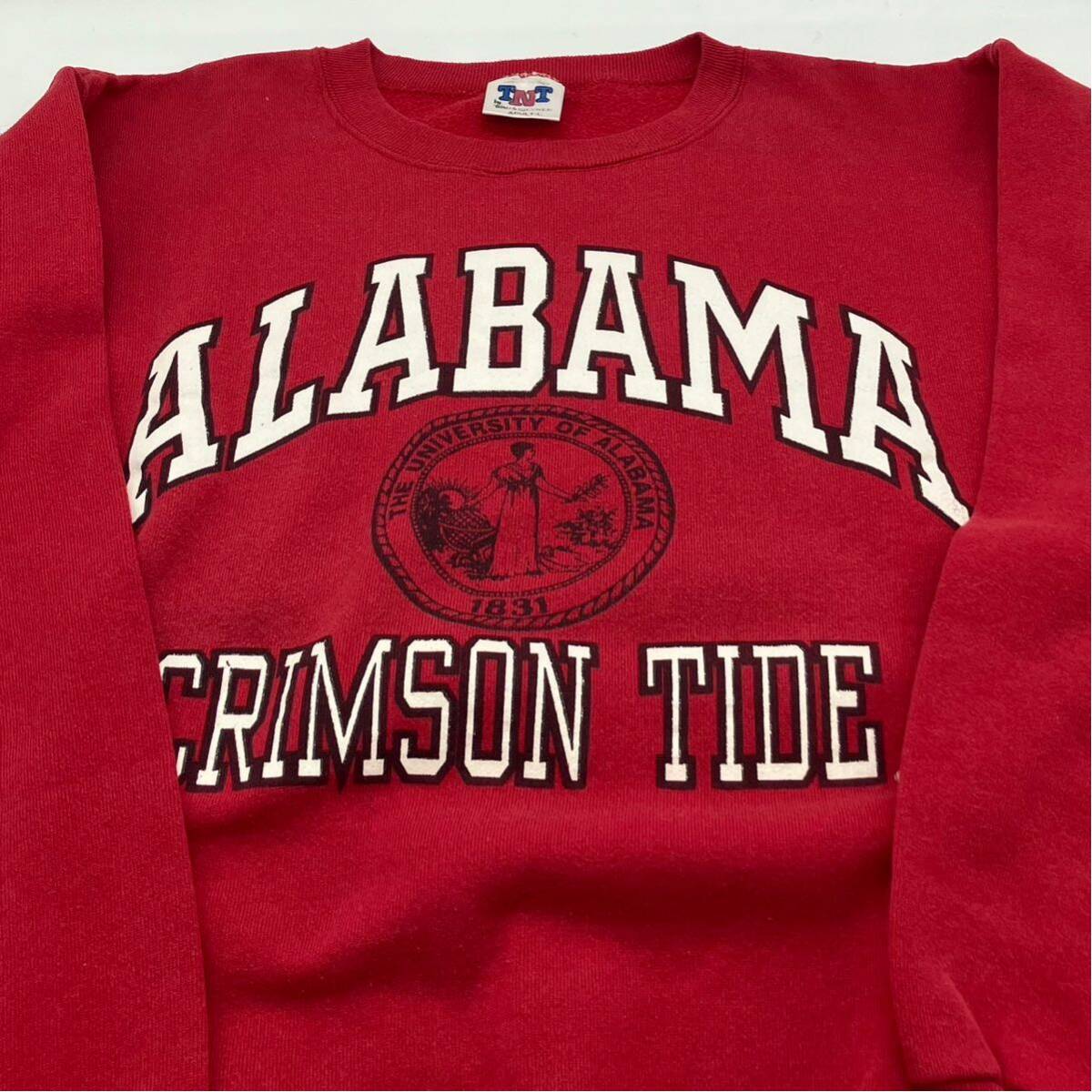 【L】Alabama Logo Print Sweat Red アラバマ 3段 ロゴ プリント スエット レッド 赤 カレッジ パーカー 長袖 USA製 T158_画像5