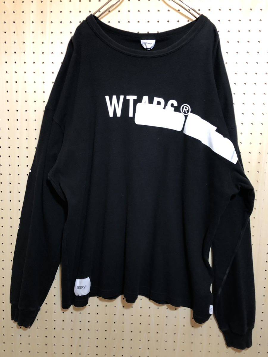 【4】Wtaps 19Aw Logo Print Long Sleeve Tee Shirt Black ダブルタップス ロゴ プリント Tシャツ ブラック (192ATDT-CSM12) T143