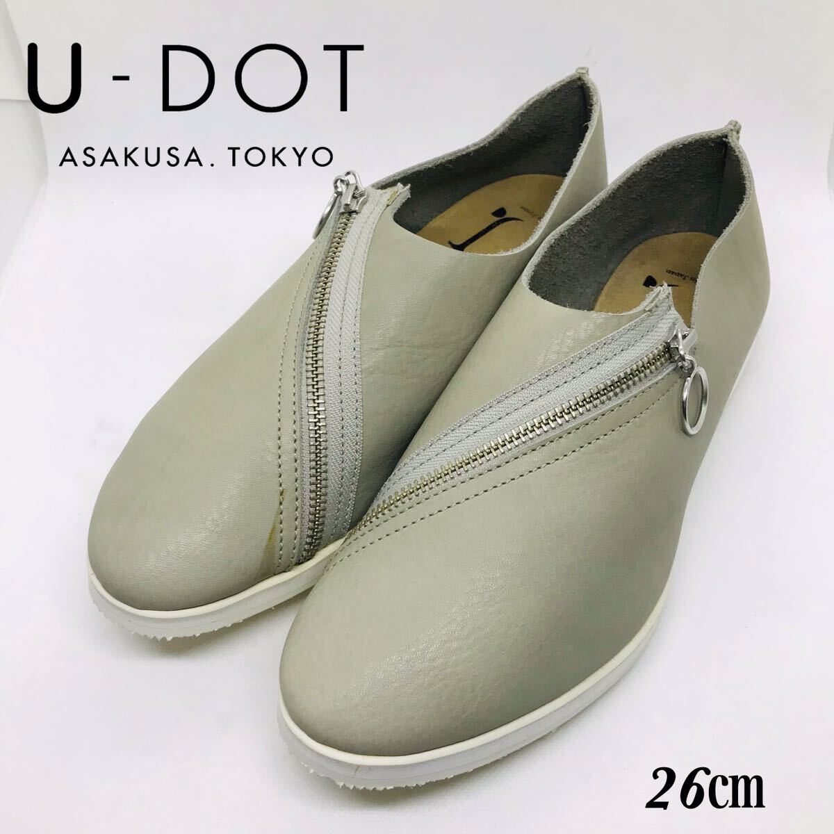 ＵDOT u-dot ユードット 浅草 ファスナー 本革 25.5〜26㎝_画像1