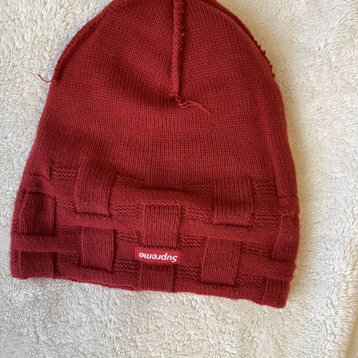 赤 Supreme Basket Weave Beanie ボックス ロゴ ビーニー ニットキャップシュプリーム ニット帽_画像5