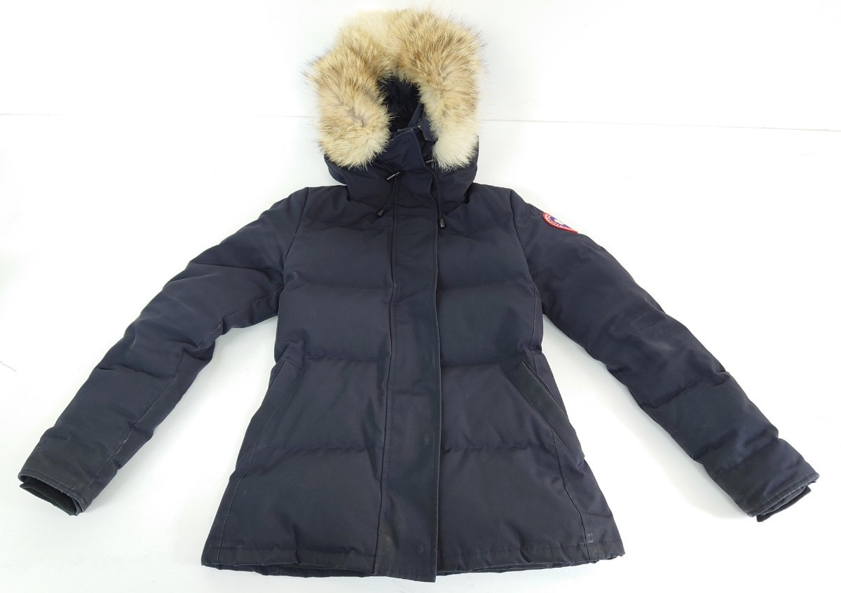 【SR-176】 CANADA GOOSE ファー ダウンコート 表記サイズ S/P カナダ グース ダウンジャケット アウター ブルゾン 上着 ブラック系 黒系_画像1