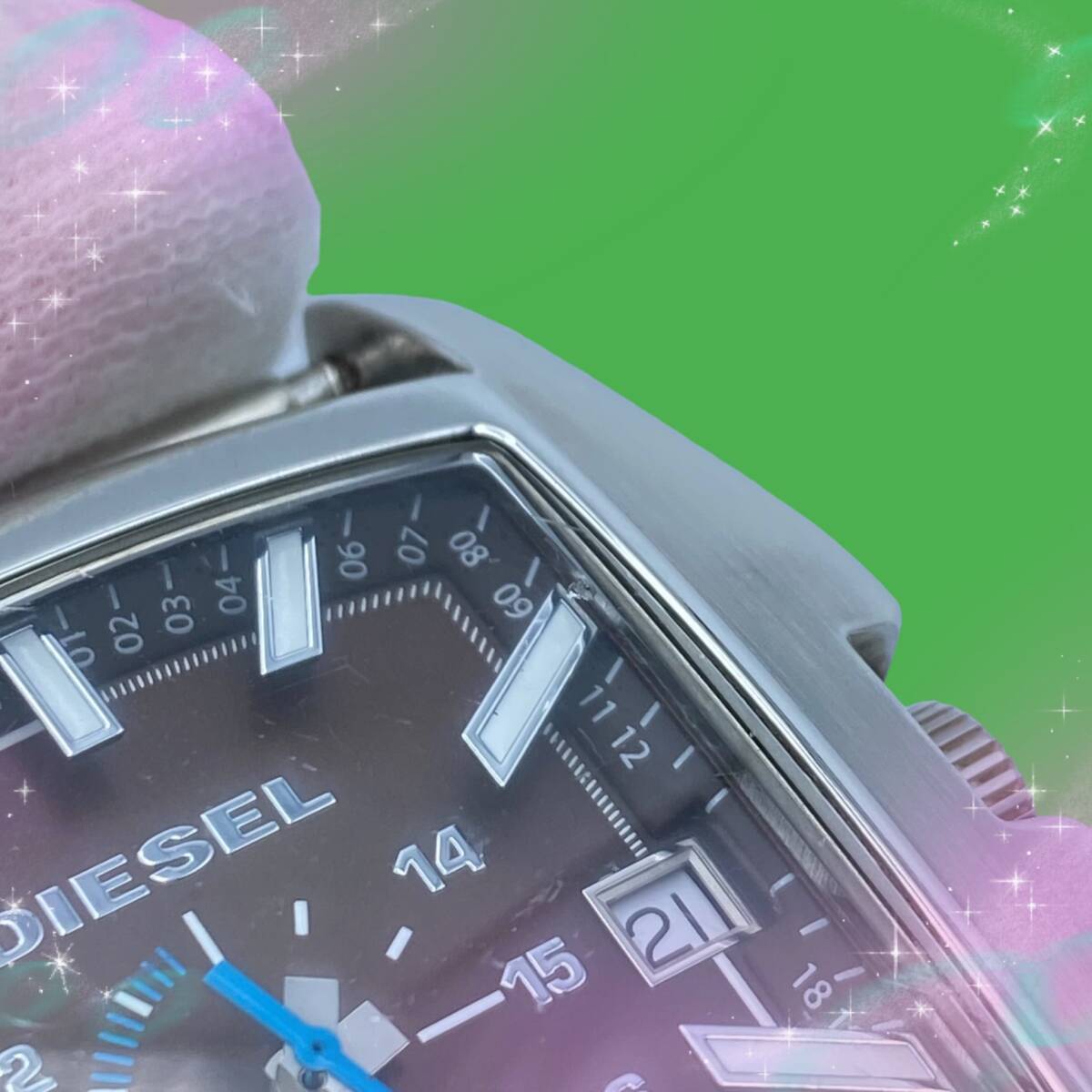 《稼働品》　ディーゼル　DIESEL　メンズ腕時計　防水　デイト　クオーツ　本体のみ　ブラウン系文字盤　DZ-1179　_画像4