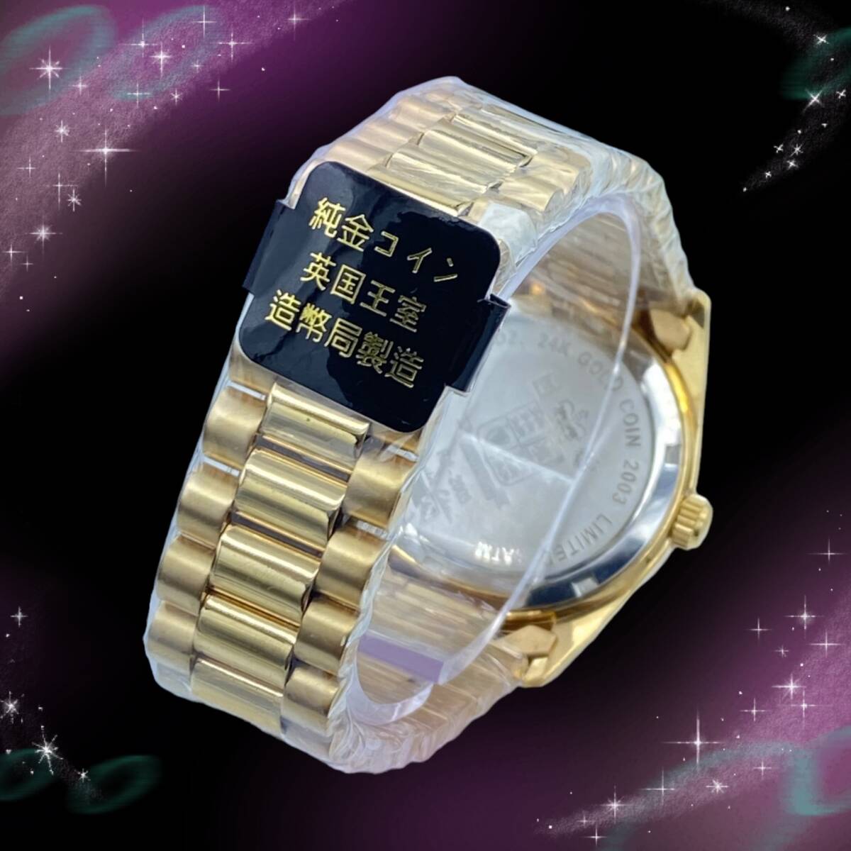 《超美品 稼働品》 ロイヤルミント ROYALMINT 純金コイン 10Pダイヤ 1/30オンス金貨 レディース腕時計 クオーツ RM-2003の画像4