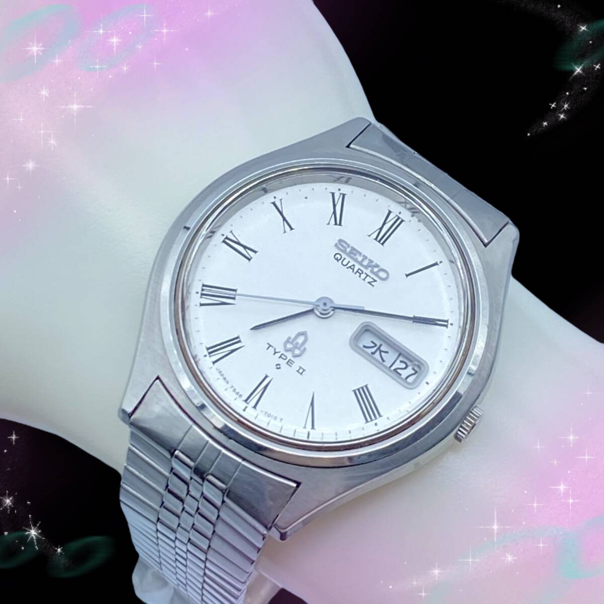 《美品　稼働品》　セイコー　SEIKO　タイプ2　TYPEⅡ　メンズ腕時計　デイデイト　防水　シルバー系文字盤　クオーツ　7546-7010_画像8