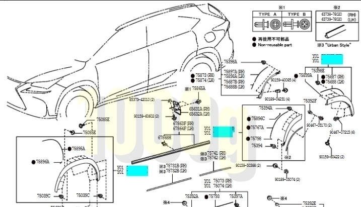 【レクサス純正新品】LEXUS 未使用品 ★大人気商品★ NX フェンダー アーチモール 6点セット ボディー色塗装品 AGZ10 AGZ15 AYZ10 AYZ15　_画像5