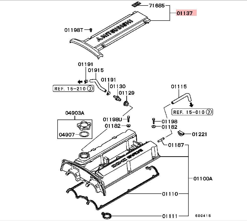 【三菱純正新品】MITSUBISHI 未使用品 ★超希少品★ CP9A ランエボ5 ランエボ6 ヘッドカバー センター ランサーロッカーカバー ランエボ_画像3