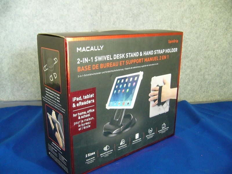 *MACALLY SpinGrip стол подставка & твердый ремешок держатель все iPad & 11 до. планшетный компьютер . соответствует * не использовался товар *