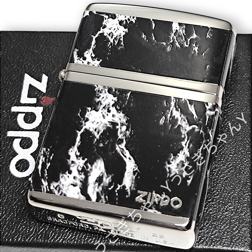 zippo☆4面大理石柄☆ワンポイントロゴ☆シルバー☆ジッポ ライター_画像1