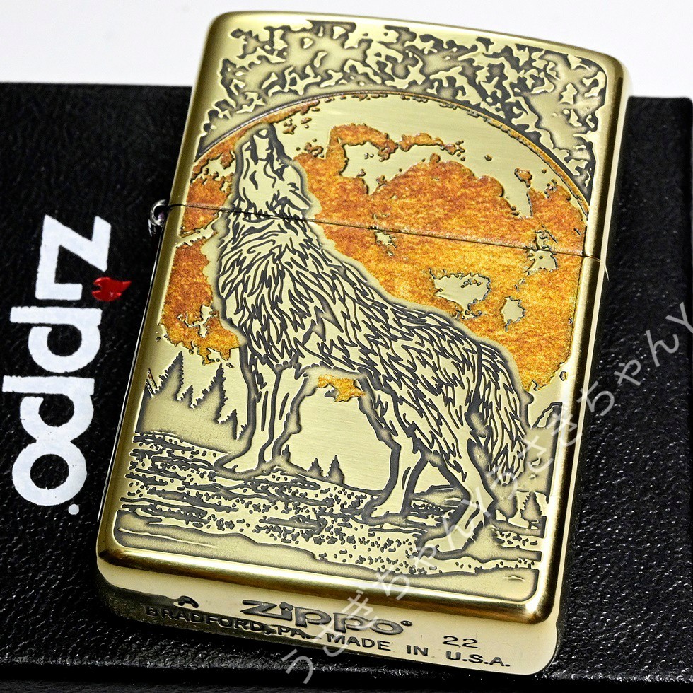zippo☆ムーンウルフ☆アンティークブラス☆ジッポ ライター