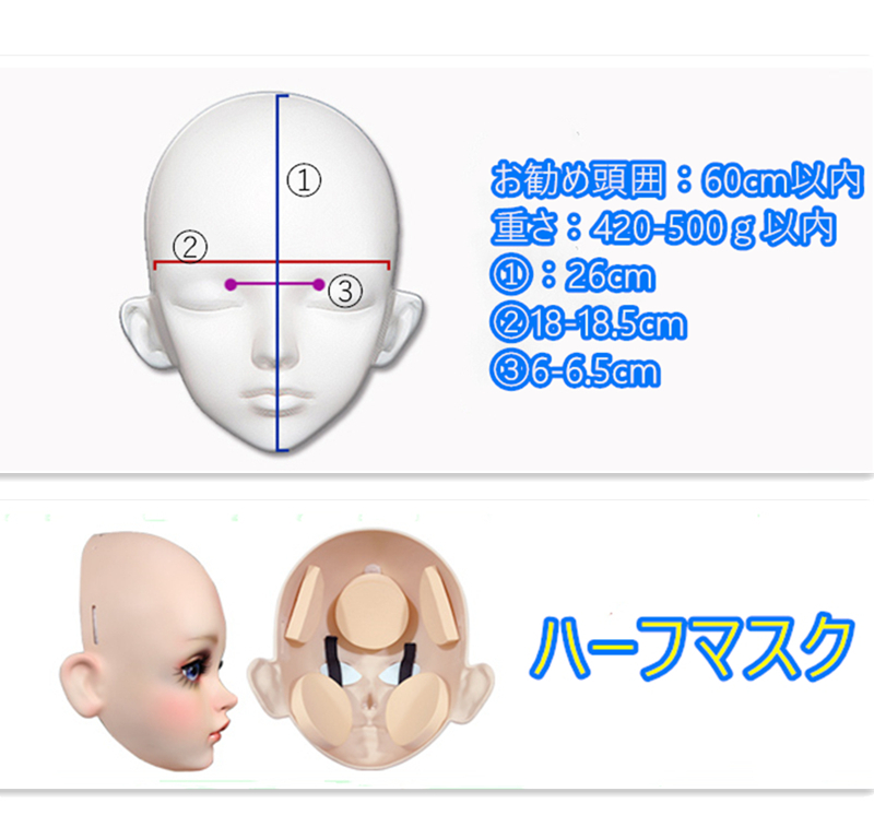 ウマ娘 オグリキャップ ハーフマスク カツラ/眼球付き ヘッド ウマ娘 オグリキャップ ハーフマスク カツラ/眼球付き ヘッド