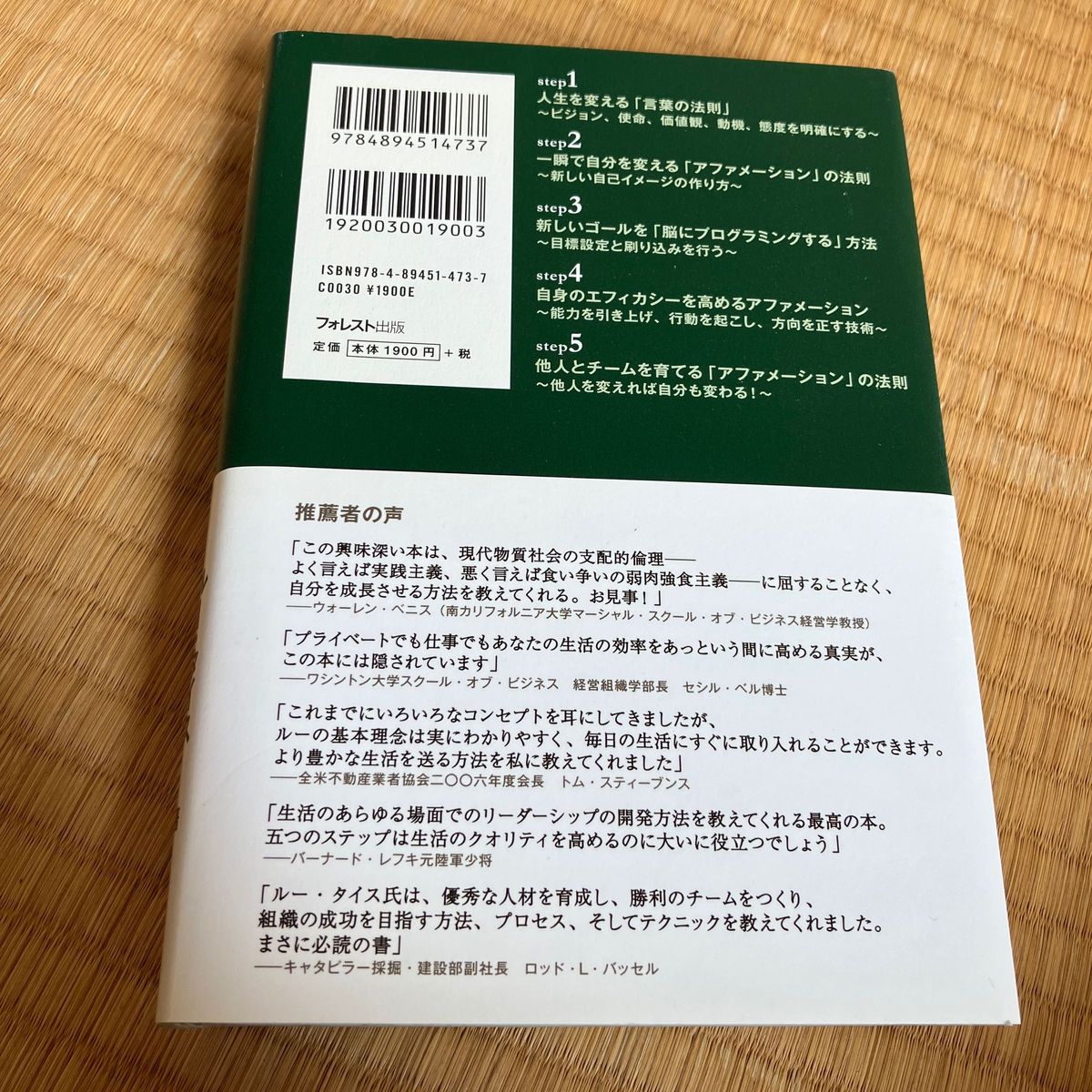 アファメーション　人生を変える！伝説のコーチの言葉と５つの法則 ルー・タイス／著　苫米地英人／監修　田口未和／訳