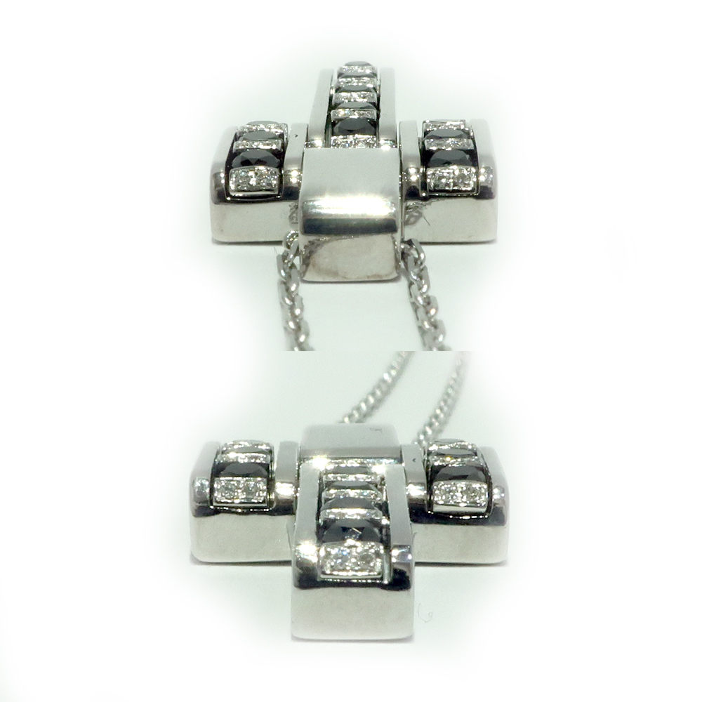 [ Tempaku ] Damiani Cross 10 знак . колье чёрный бриллиант бриллиант K18 примерно 14.3g ювелирные изделия 750 белое золото WG