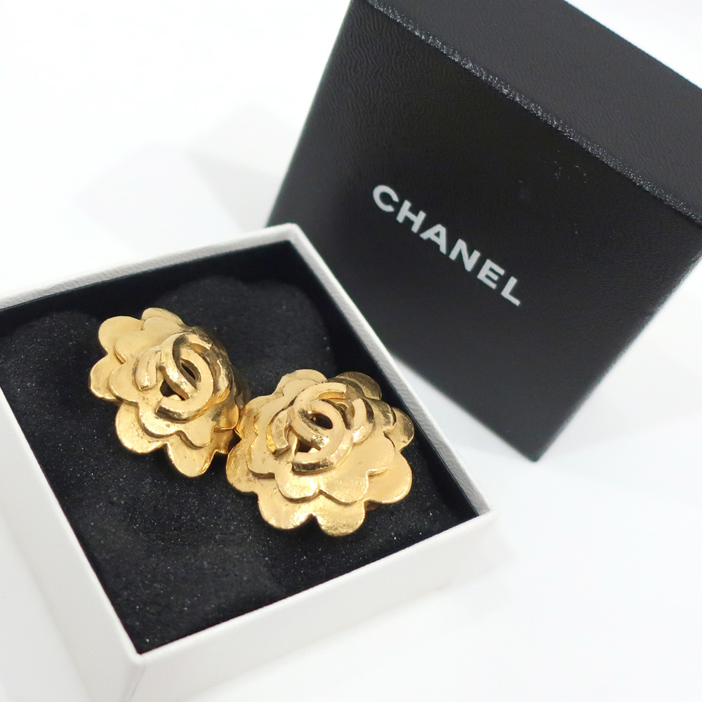 【栄】シャネル CHANEL イヤリング一対 花モチーフ CCマーク 96P 金メッキ 約25.1g ブランドアクセサリー 女性 箱_画像10