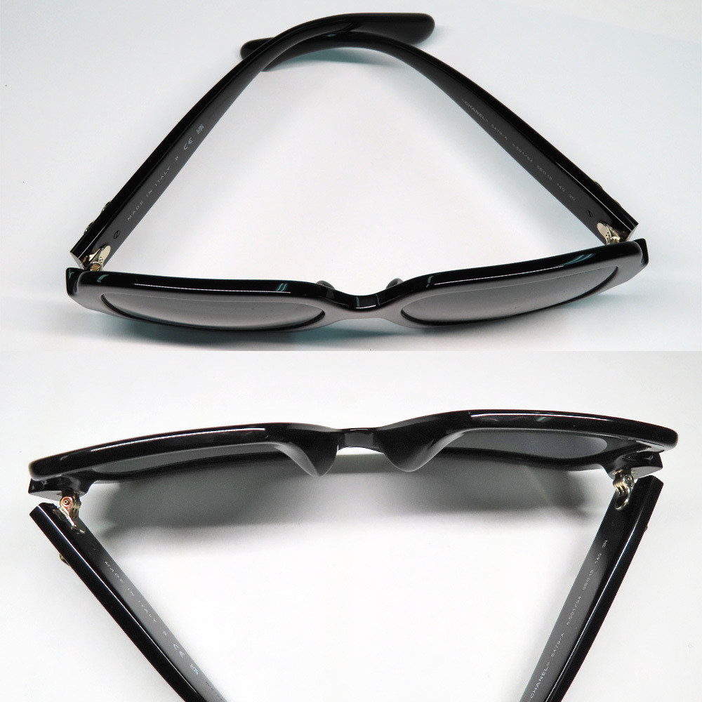 [ Nagoya ] Chanel square Shape I wear sunglasses A71469 Heart 56*18 140 black plastic small articles 