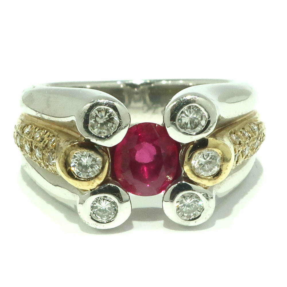 独特の上品 アクセサリー 【天白】ジュエリー リング レディース 11号 コンビ 0.75ct ルビー 計0.884ct ダイヤ pt900 イエローゴールド K18 指輪 その他