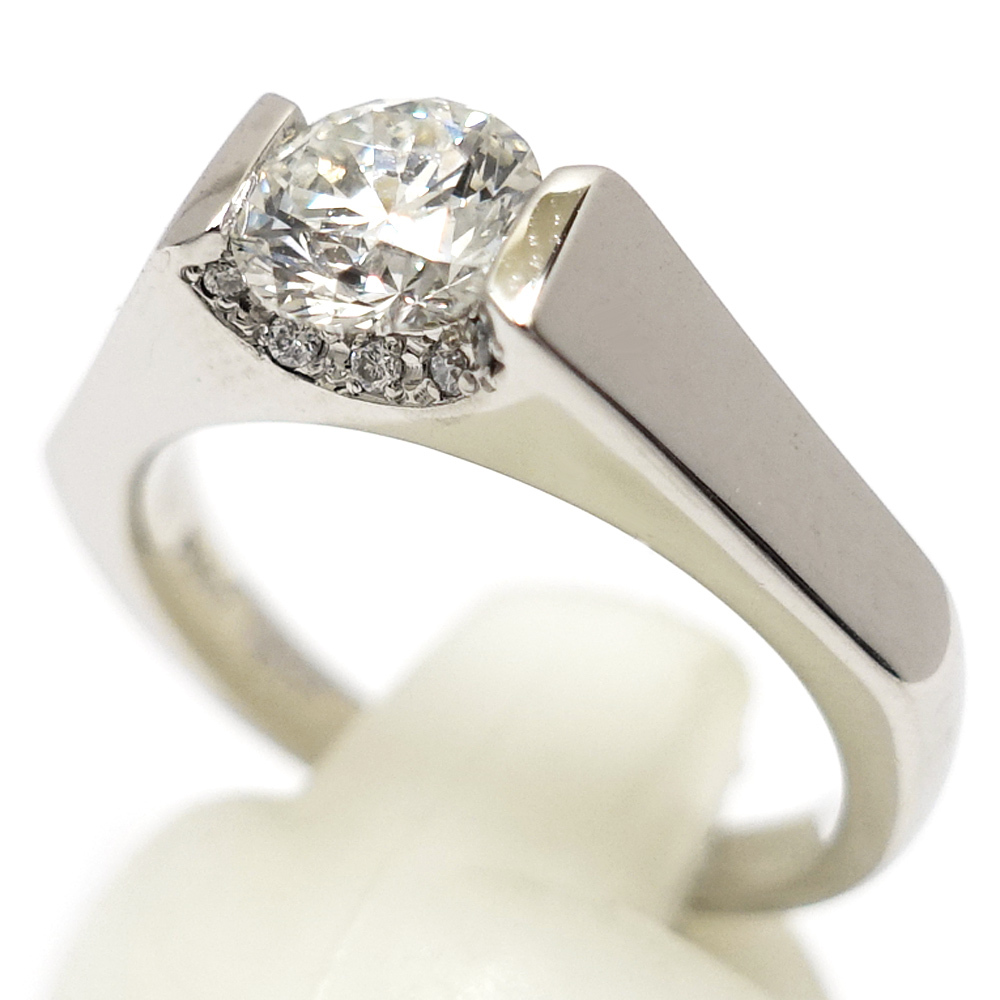 【栄】Pt900 ダイヤモンド 1.010ct 0.06ct 一粒 デザイン リング 指輪 ジュエリー 高級 プラチナ メンズ レディース【仕上済】