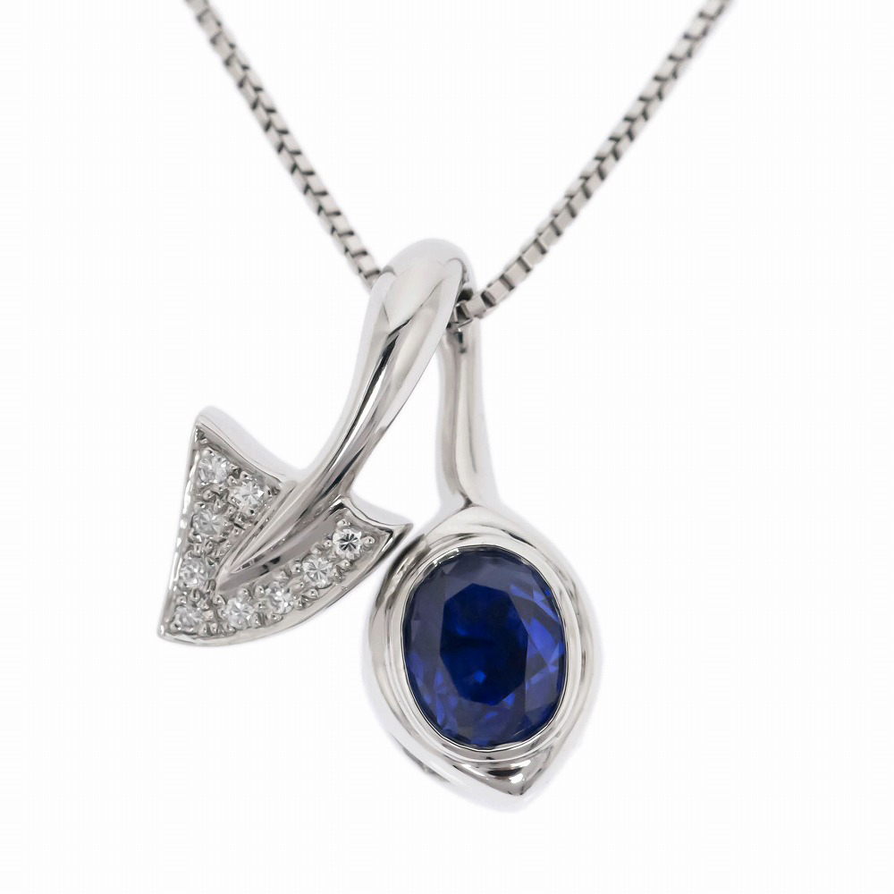 経典 ダイヤ 4.417ct サファイア 【名東】ネックレス 0.14ct ソーティング付 コランダム 天然 プラチナ 20.2g Pt900/Pt850 サファイア