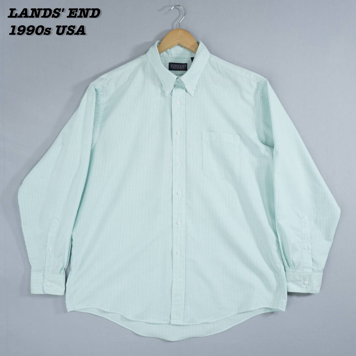 LANDS' END SHIRTS 1990s USA 17 1/2-35 SH24045 ランズエンド ボタンダウンシャツ ストライプシャツ 1990年代 アメリカ製 シャツ_画像1