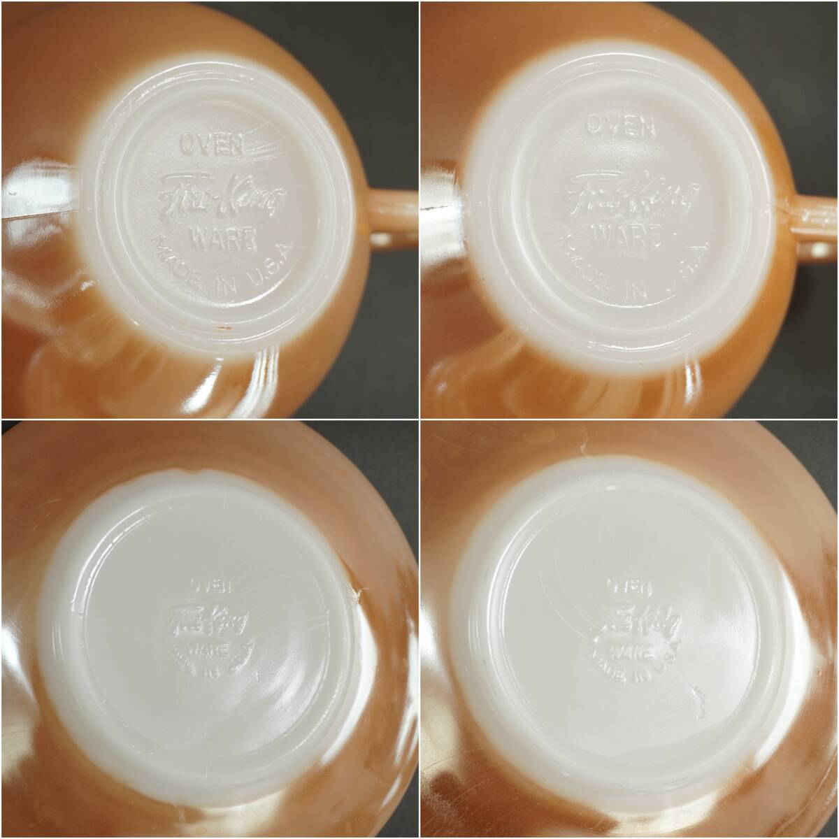 Fire King Peach Raster Cup & Saucer 2pcs Vintage ファイアーキング カップ ソーサー ティーカップ ヴィンテージ 2個セット 1960年代