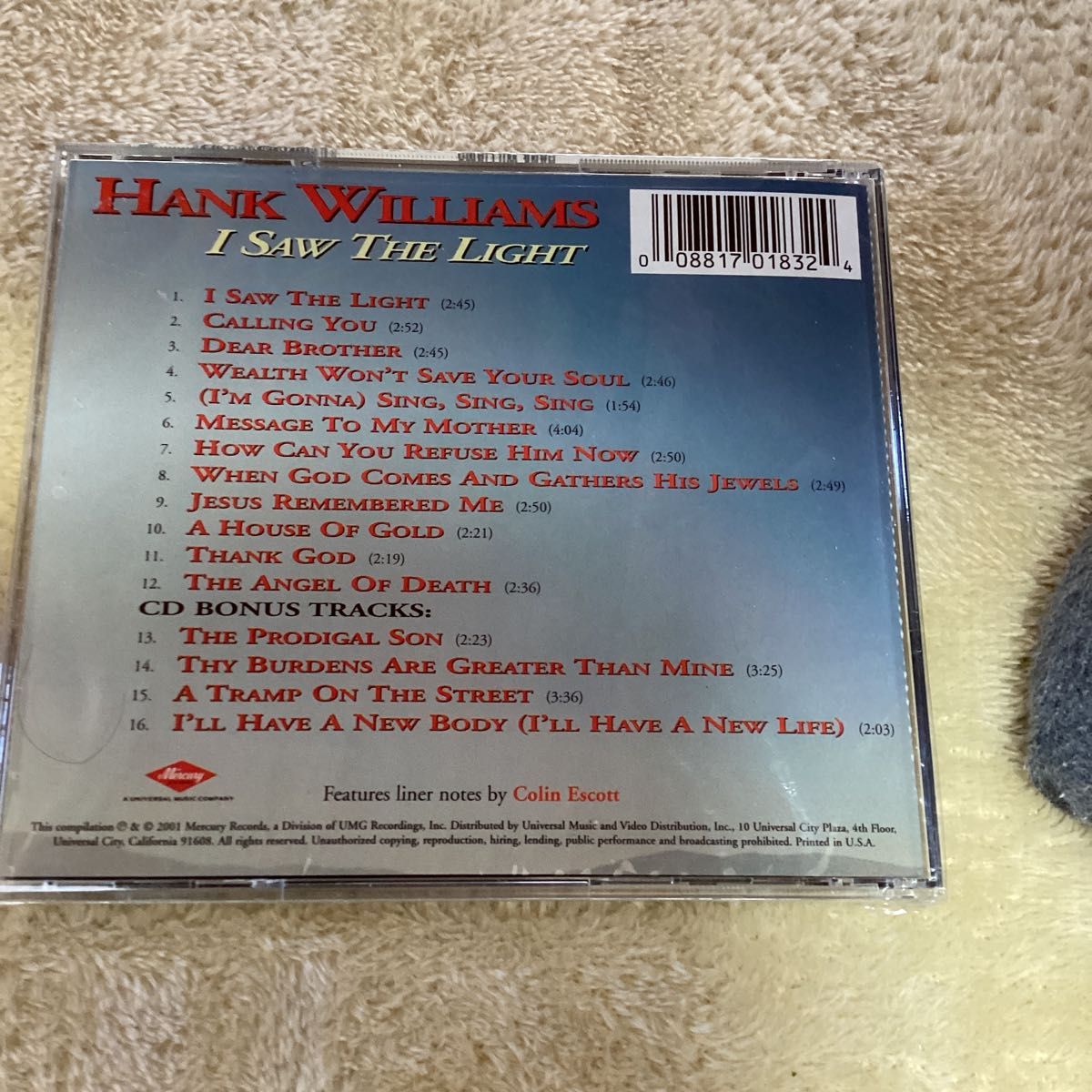 未開封輸入盤CD  ハンクウィリアムズ　HANK WILLIAMS I SAW THE LIGHT  ハンク・ウィリアムス