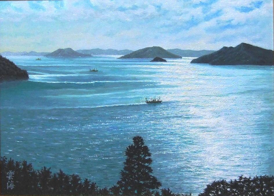 真作保証　雲海 洋次 作　 [ 海 10 ]　　油彩 F4号　 　 _画像2