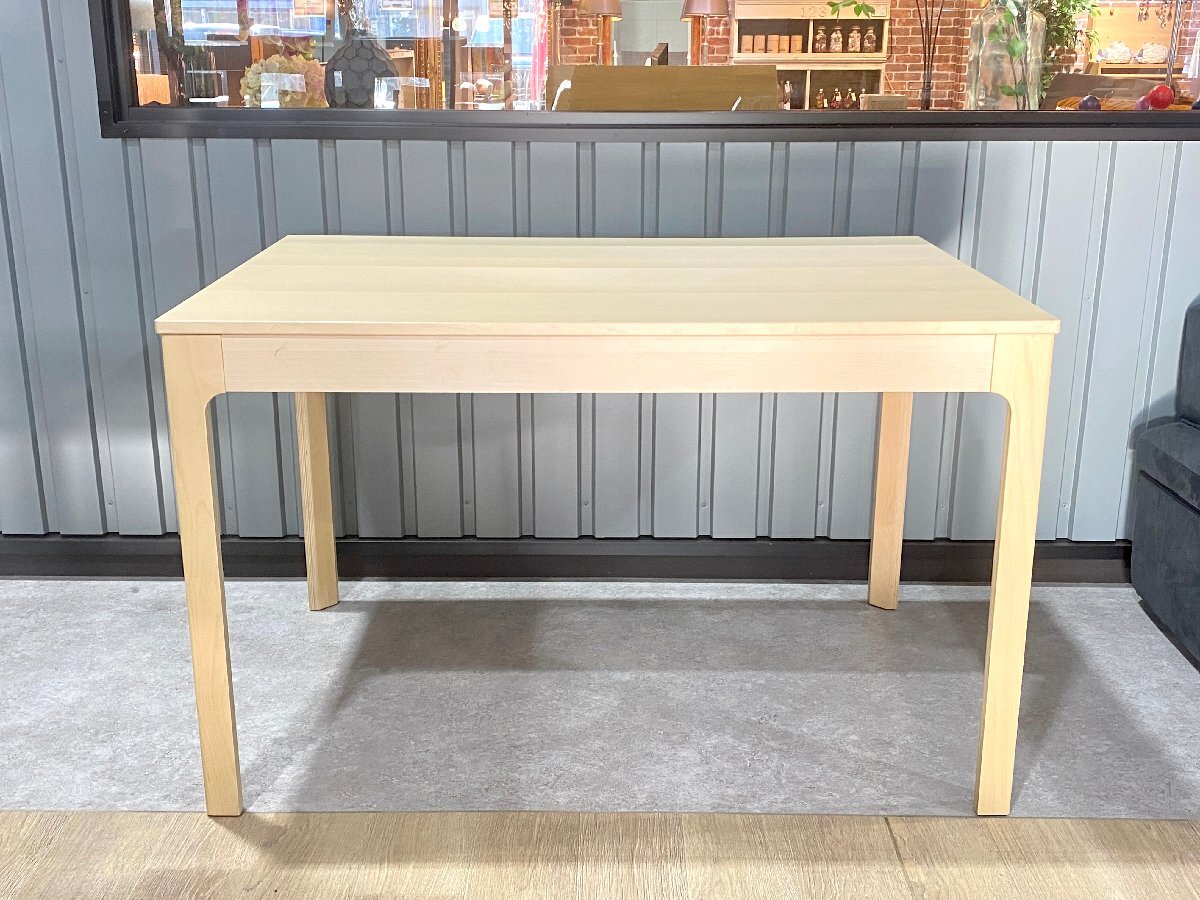 D-03048HY0321X24R 美品 IKEA EKEDALEN 伸長式ダイニングテーブル 120cm エーケダーレン バーチ材 食卓テーブル シンプルデザイン_画像3