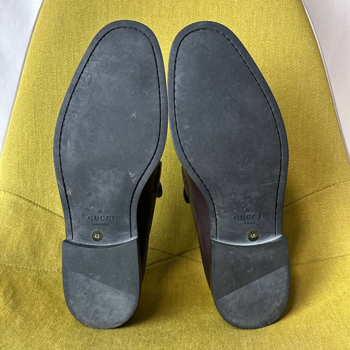  прекрасный товар GUCCI Gucci шланг bit Van p Loafer 40 E Италия производства 25.5 соответствует бизнес кожа обувь 