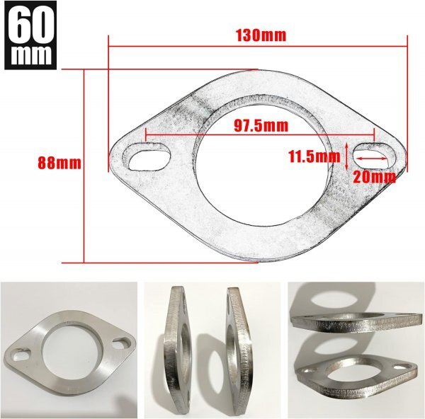 S-NET 汎用 マフラー フランジ SUS 304 ステンレス 溶接 ジョイント カー用品 サイレンサー 排気 補修 ブラケット SN-302-MF 60Φ_画像5