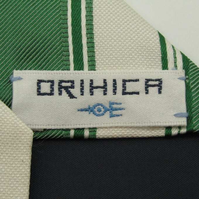オリヒカ ブランドネクタイ ストライプ柄 ブロックストライプ シルク メンズ グリーン ORIHICAの画像4