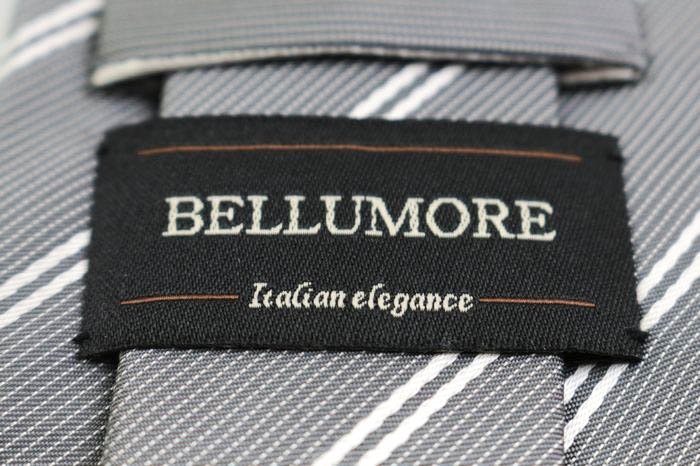 ベルモーレ ブランド ネクタイ ストライプ柄 ペンシルストライプ シルク 日本製 メンズ グレー BELLUMORE_画像4