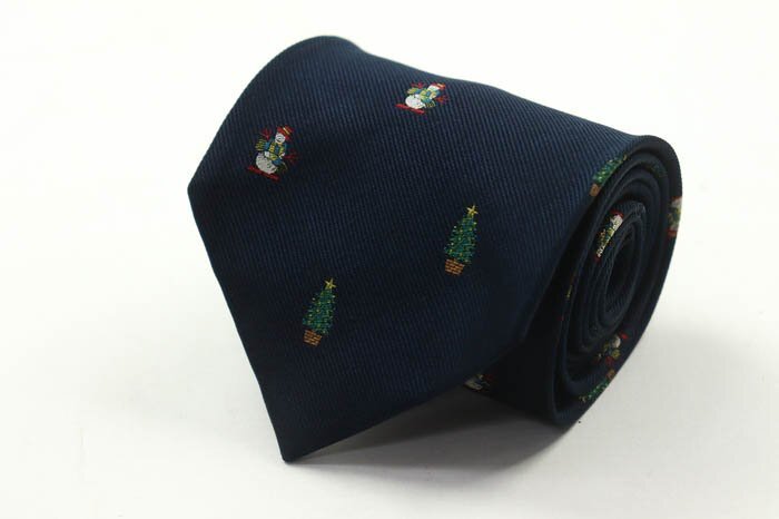  Benetton brand necktie silk total pattern tree men's navy BENETTON