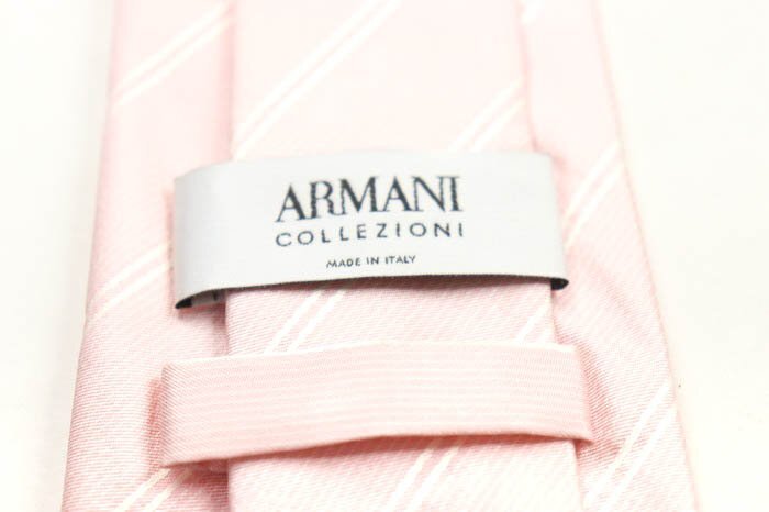 アルマーニコレッツォーニ ブランド ネクタイ ストライプ柄 シルク イタリア製 メンズ ピンク ARMANI COLLEZIONI_画像4