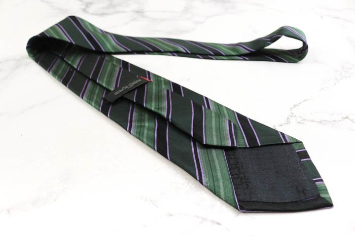  Marie Claire бренд галстук полоса рисунок шелк сделано в Японии мужской зеленый marie claire