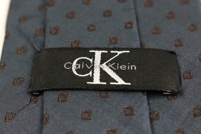  Calvin Klein brand necktie square pattern fine pattern pattern silk America made men's gray Calvin Klein