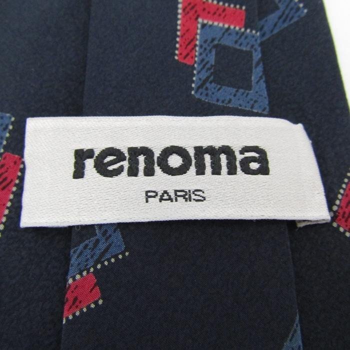  Renoma brand necktie square pattern panel pattern silk men's navy renoma