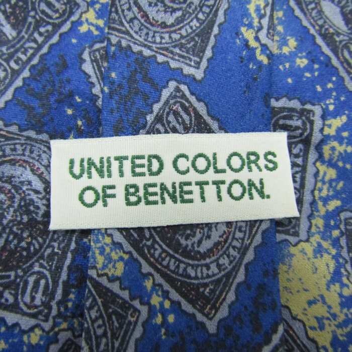  Benetton brand necktie silk total pattern men's navy BENETTON